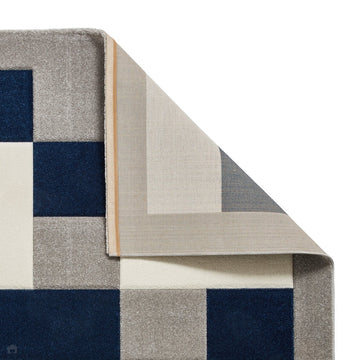 Brooklyn BRK04 Modern Geometric Patchwork Blocks Border Soft Carved Durable Short Pile Grey/Navy/Cream Rug-Think Rugs-Rug Love - The Most Loved Rug Store
